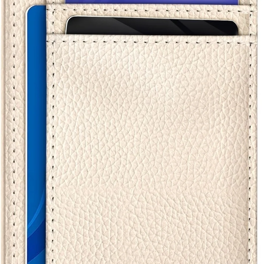 Cream Slim Wallet Case with Card Slots and ID Window